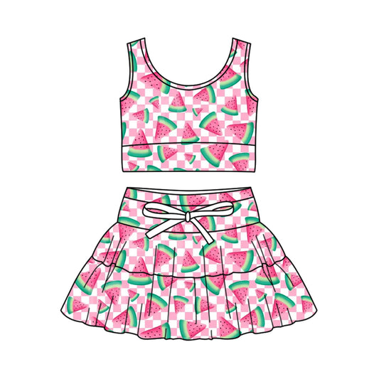GSD3781 Baby Girls Watermelon Sleevless Two Pieces Active Set Preorder