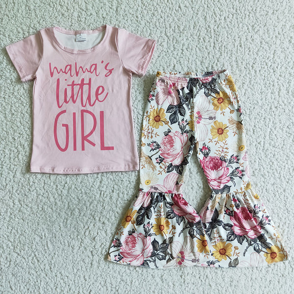 GSPO0153 Mama's Little Girl Floral Bell Bottom Pants Outfit