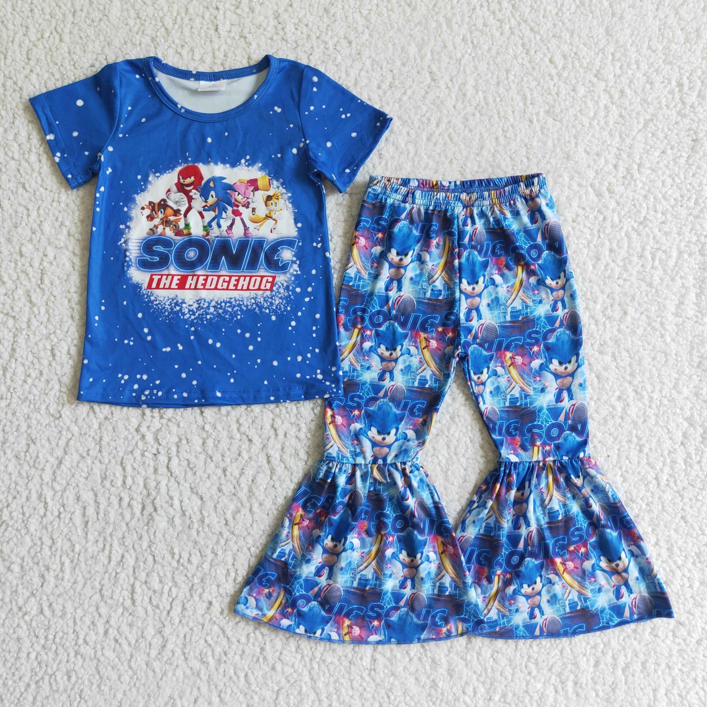 Sibling Baby Cartoon Blue Color Outfit