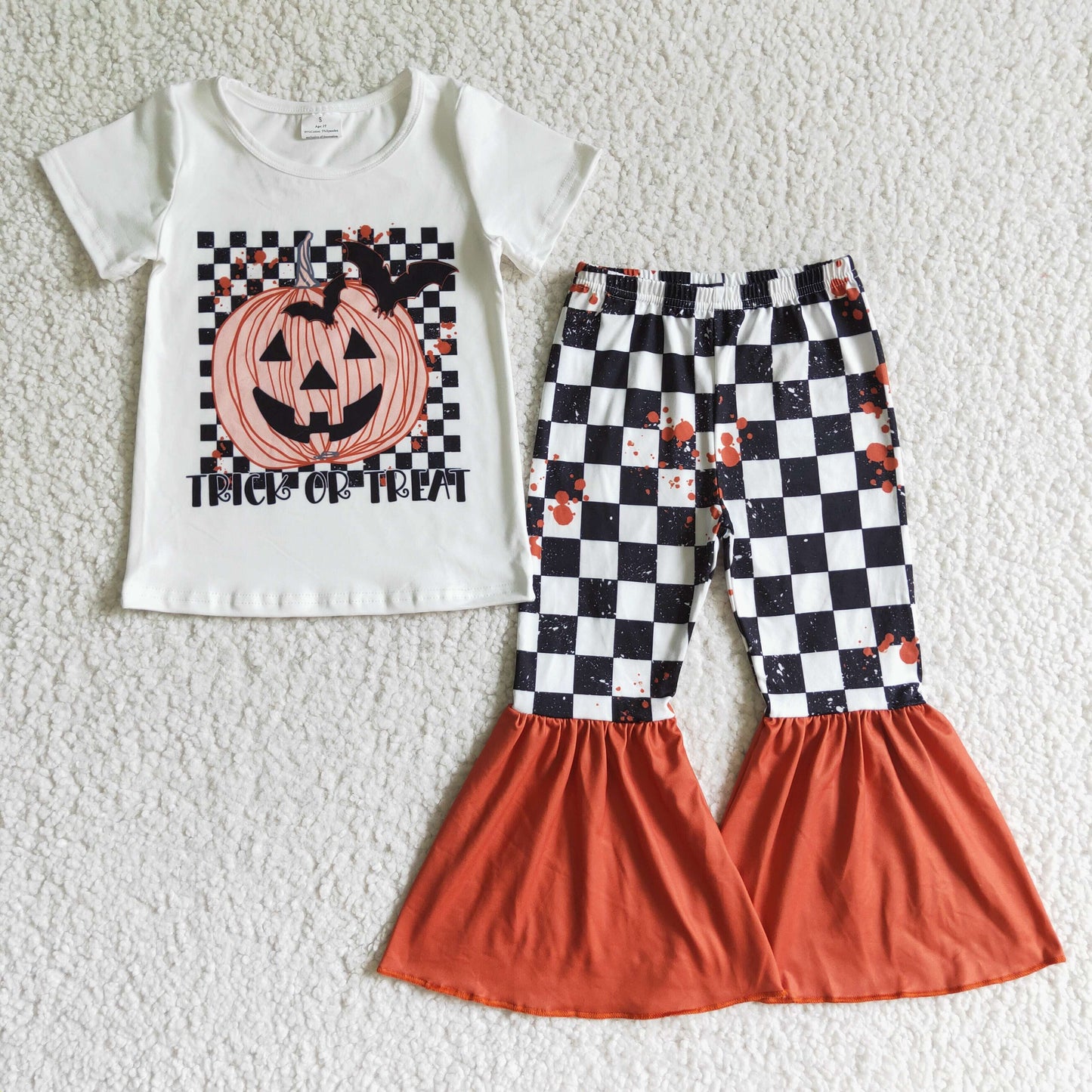 Sibling Toddler Girls and Boys Halloween Pumpkin Outfit