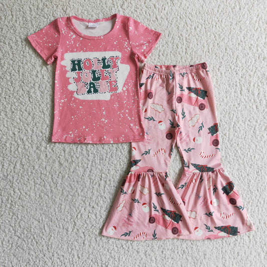 Baby Girls Holly Jolly Babe Bell Bottom Pants Outfit