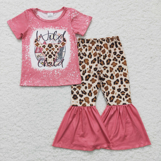 GSPO0254 Baby Girls Wild Cow Bell Bottom Pants Set