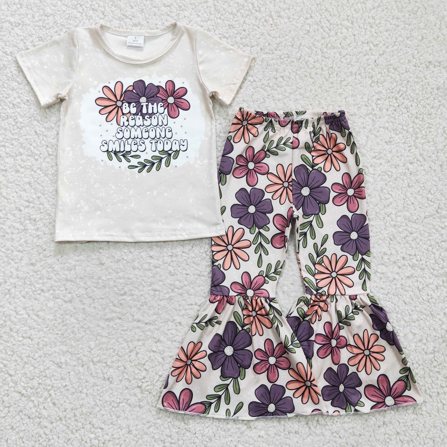 Kids Girls Flowers Bell Bottom Pants Set