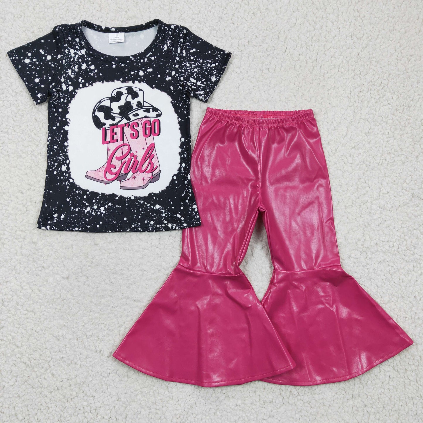 Baby Girls Clothes Let's Go Girls Top Hot Pink Leather UP Pants Outfit