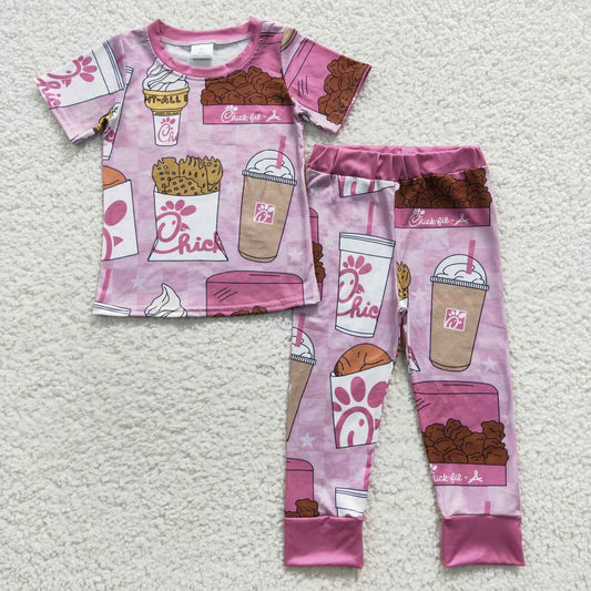 Baby Girls Chips Short Sleeve Pajamas Clothes Sets