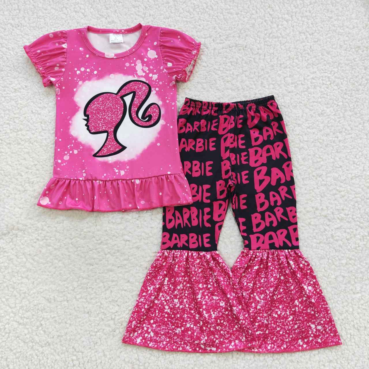 Baby Girls Doll Pink Words Bell Pants Clothes Sets