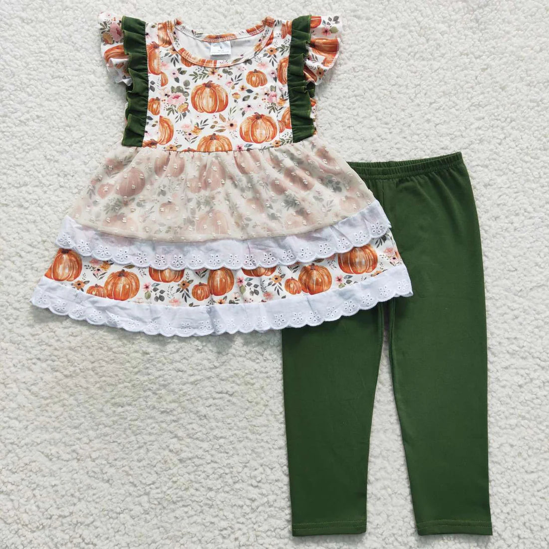 Sibling Baby Girls Fall Pumpkin Pants Outfit