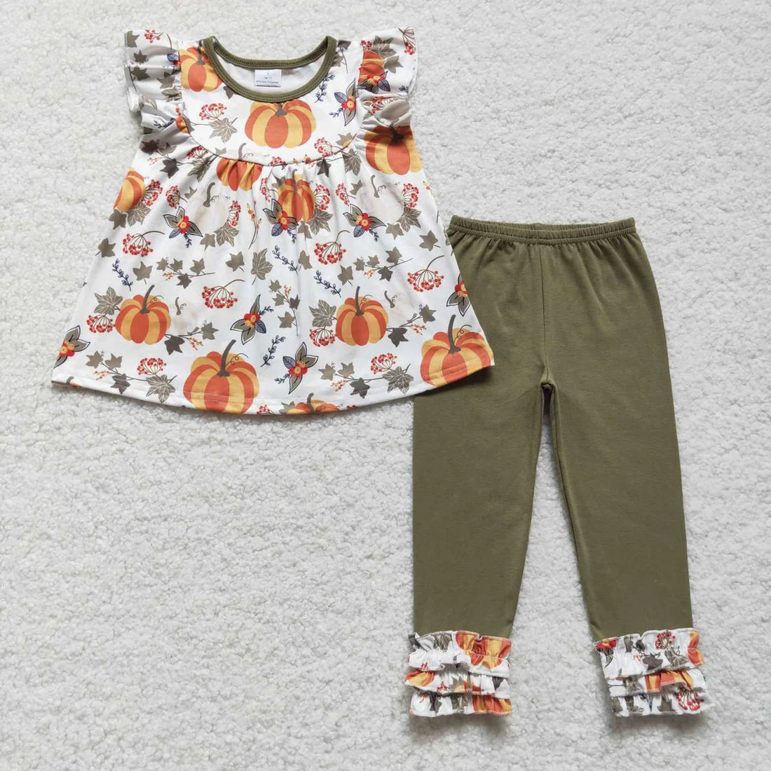 Sibling Baby Girls Fall Pumpkin Pants Outfit
