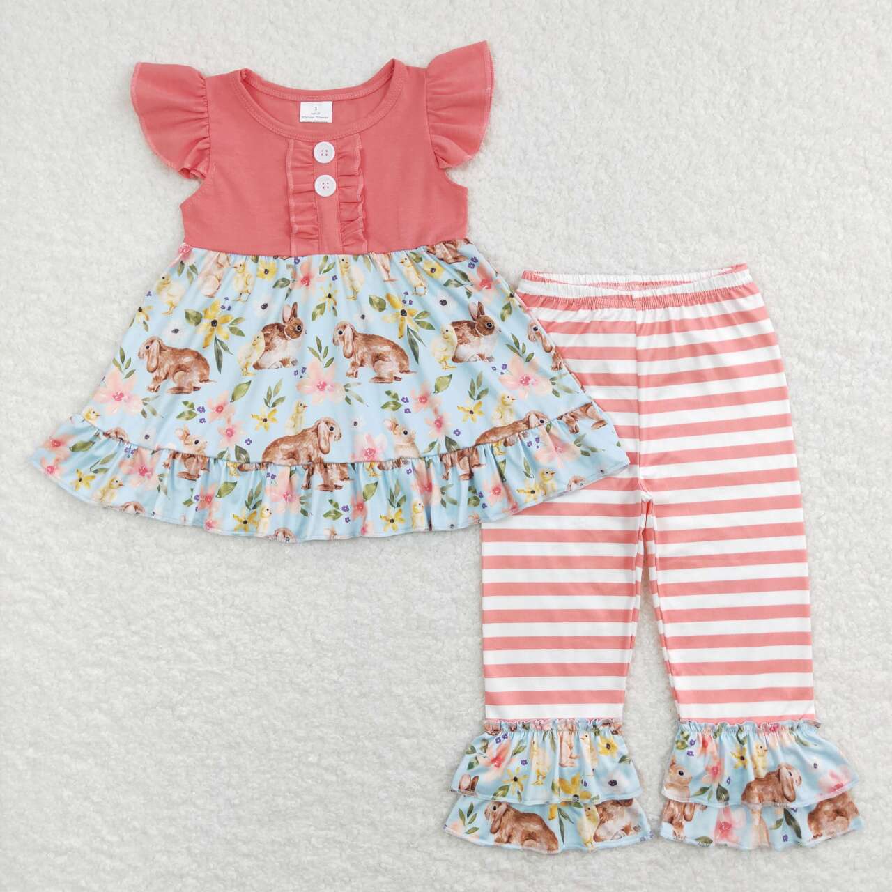 Baby Girls Easter Bunny Floral Vintage Outfit