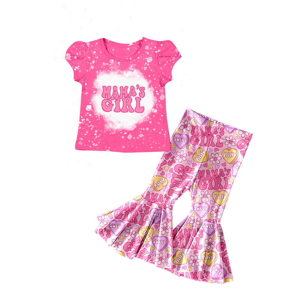 Preorder GSPO1276 Mama's Girl Flower Bell Bottom Pants Set