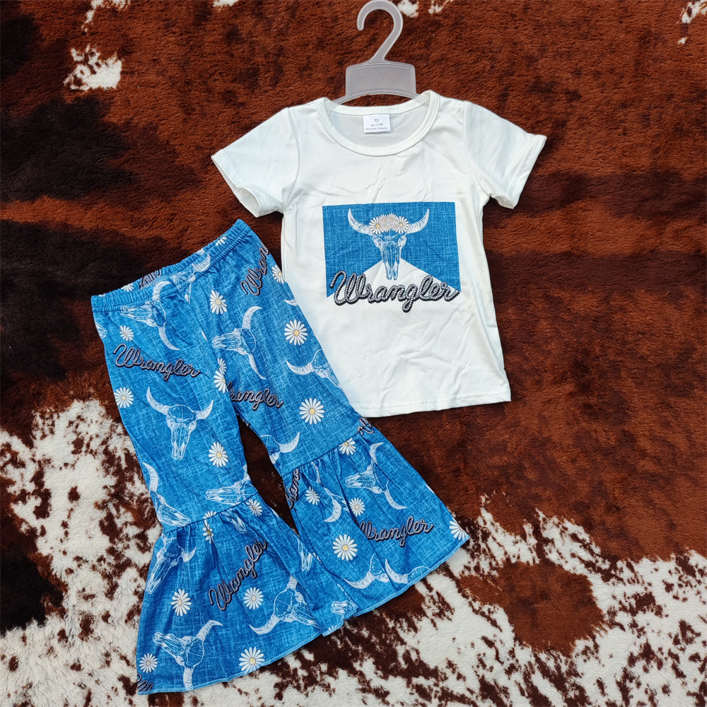 Sibling Baby Girls Western Shirts Top Bell Bottom Pants Outfits