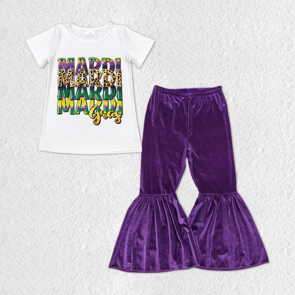 Mardi Gras  Top Purple Velvet Bell Bottom Pants Outfit