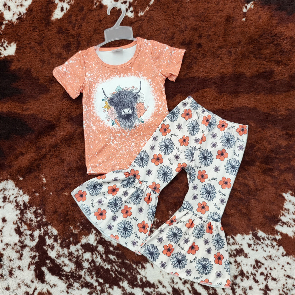 Sibling Baby Girls Western Shirts Top Bell Bottom Pants Outfits