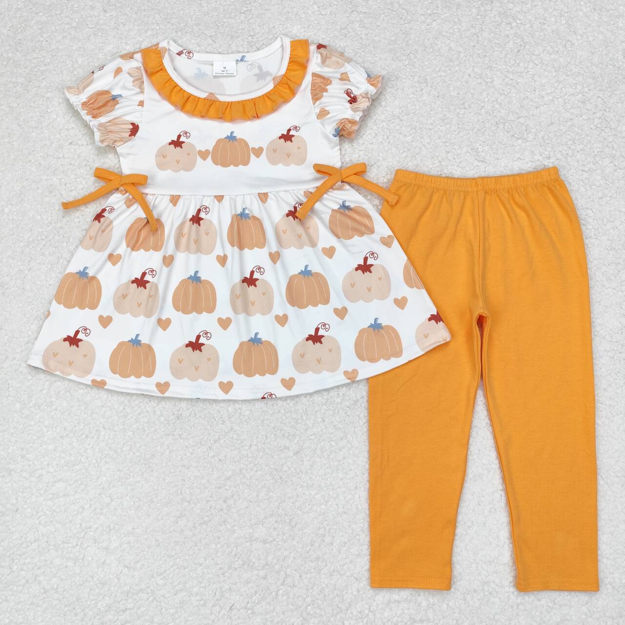 Baby Girls Pumpkin Heart Orange Leggings Pants Outfit