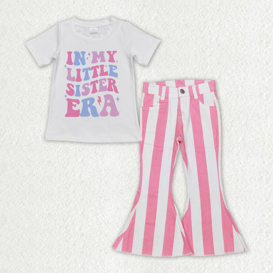 GSPO1595 In My Little Sister Era Top Pink Denim Pants Set