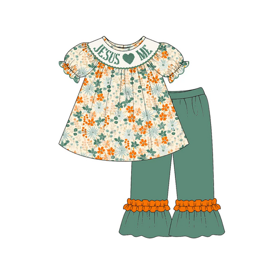 GSPO1659 Baby Girls God is Good Floral Top Pants Outfit Preorder