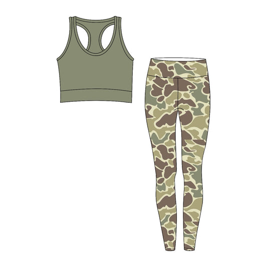 GSPO1665 Baby Girls Green Tank Camo Pants Set Preorder