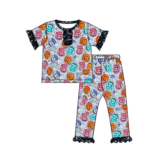 GSPO1667 Baby Girls Halloween Pumpkin Pajama Set Preorder