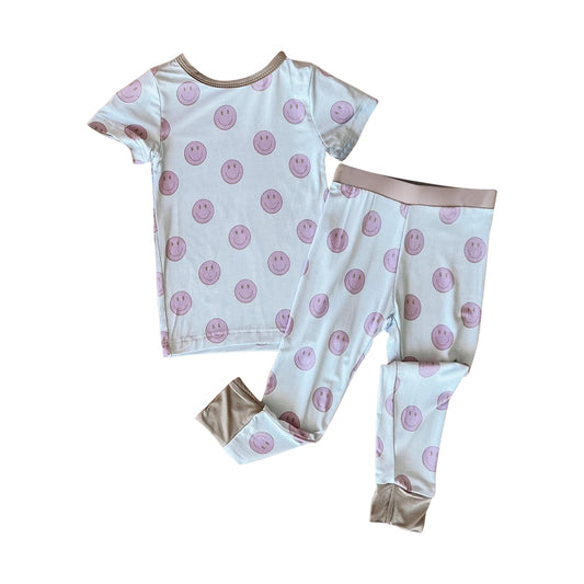 GSPO1670 Baby Boys Happy Face Short Sleeve Pajama Set Pre-order