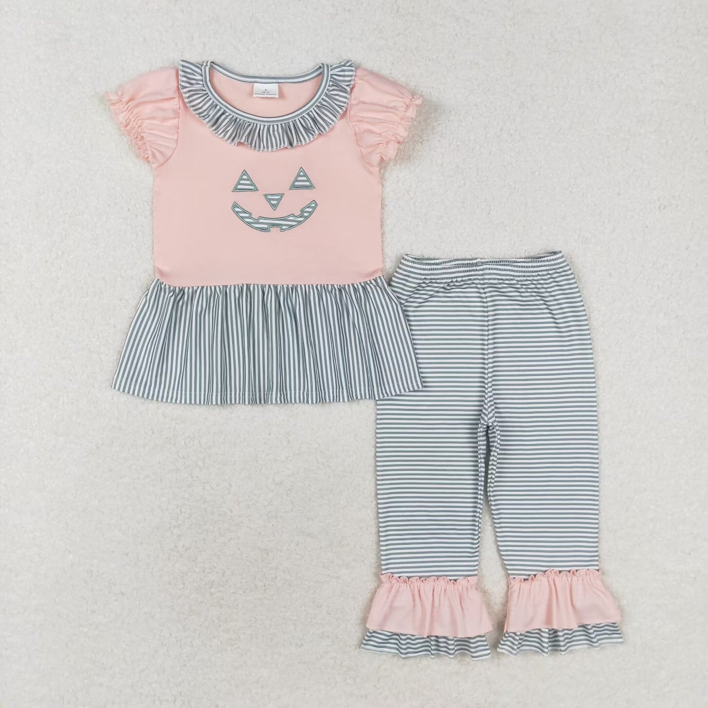 Baby Girls Sibling Halloween Pumpkin Top With Pants Outfit