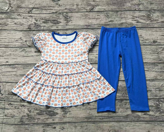 GSPO1678 Baby Girls Pumpkin Tunic Top Blue Pants Outfit Pre-order