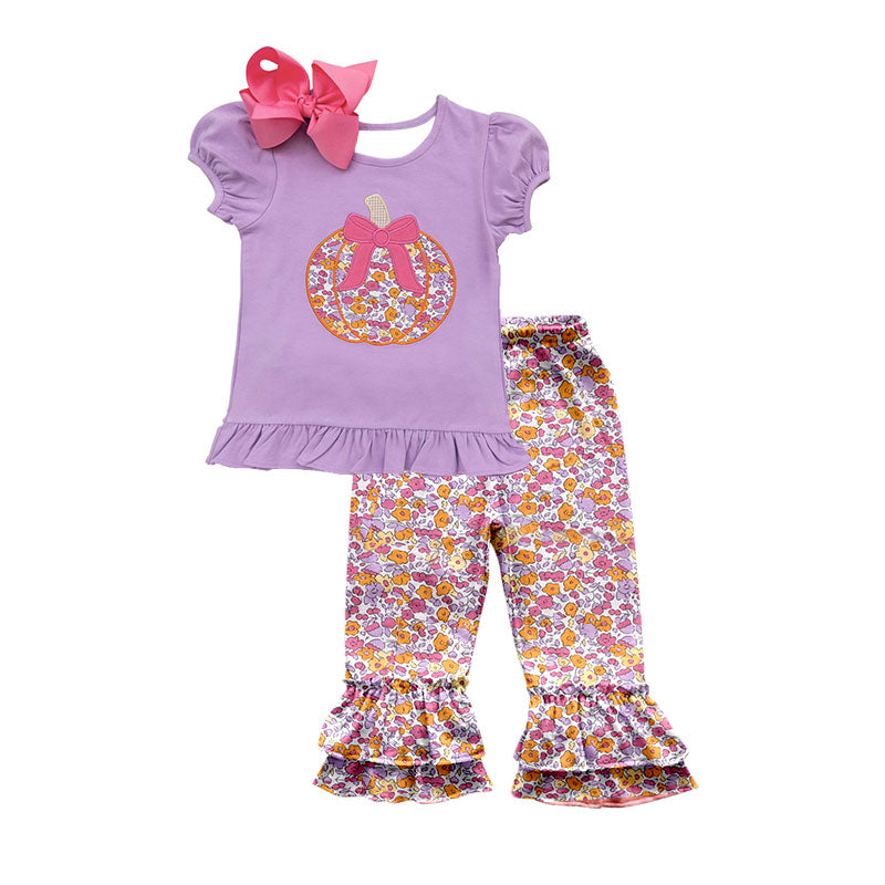 GSPO1696 Baby Girls Floral Pumpkin Outfit Pre-order