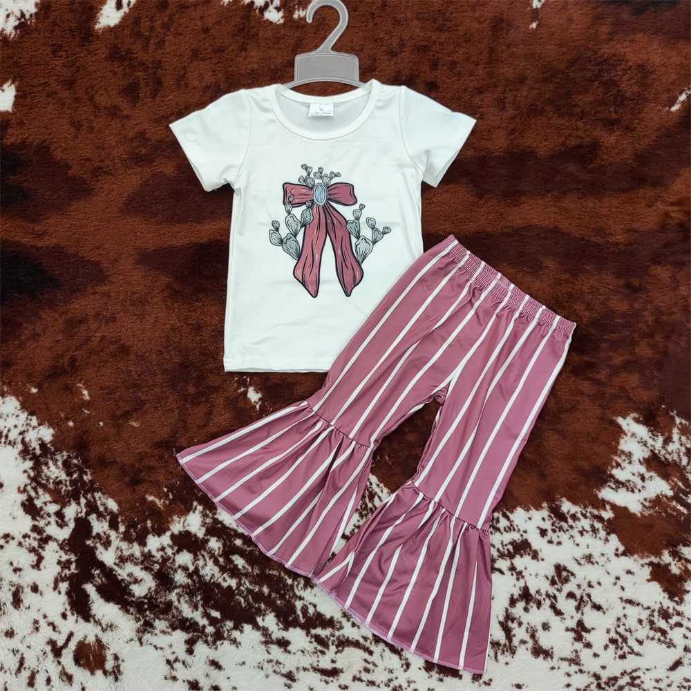 Sibling Baby Girls Western Shirts Top Bell Bottom Pants Outfits