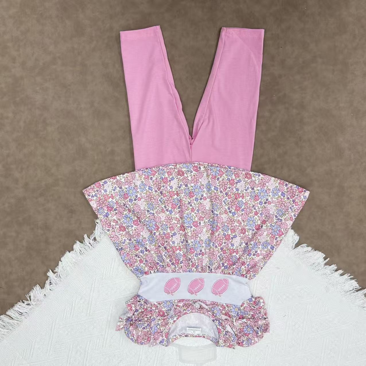 Baby Girls Football Floral Tunic Top Pink Leggings Outfit