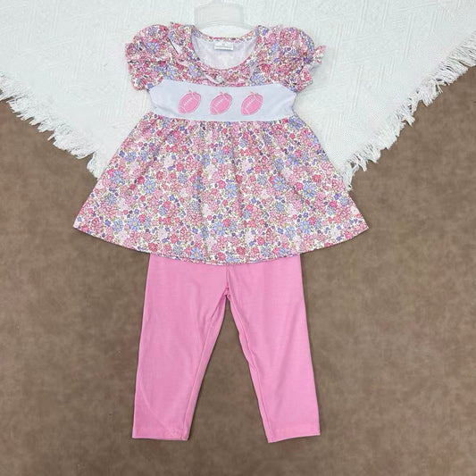 Baby Girls Football Floral Tunic Top Pink Leggings Outfit