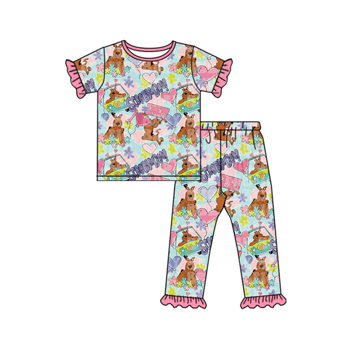 Sibling Baby Girls Cartoon Dog Pajama Set and Rompe Preorder