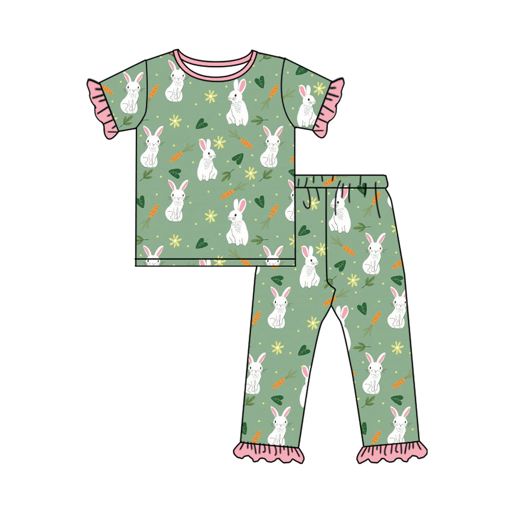 Toddler Baby Girls Sister Easter Bunny Short Sleeve Pajama Set and Romper Preorder