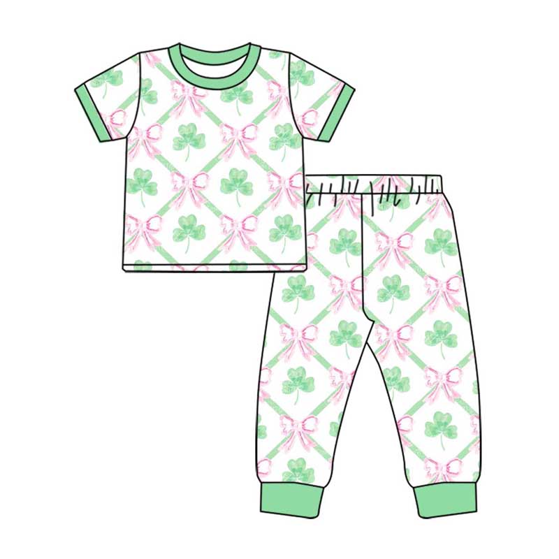 Sibling Baby Girls  Saint Patrick Day Coquette Bow Clothes