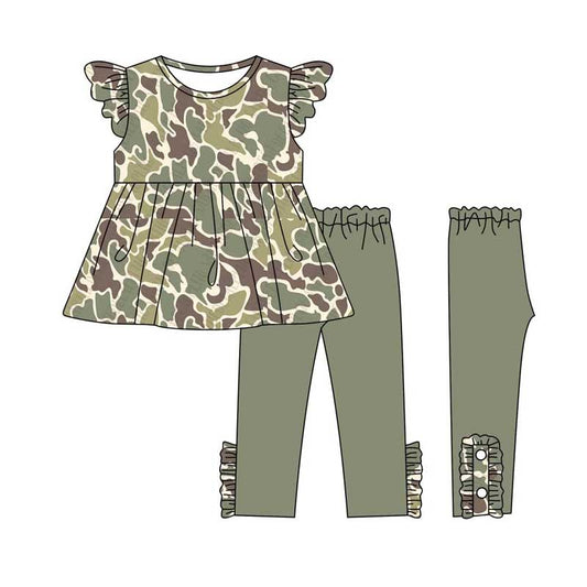 Toddler Girls Camo Tunic Top Green Pants Set Preorder