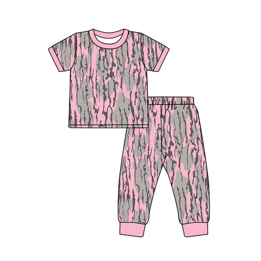 Toddler Girls Pink Camo Short Sleeve Pajama Set Preorder