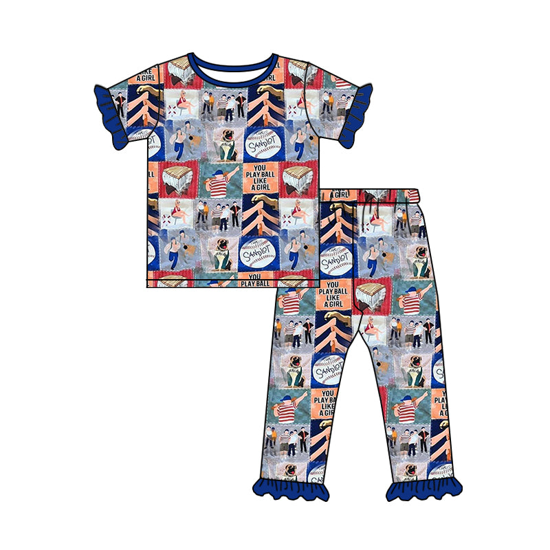 Toddler Baby Sibling Baseball Short Sleeve Pajama Set Preorder