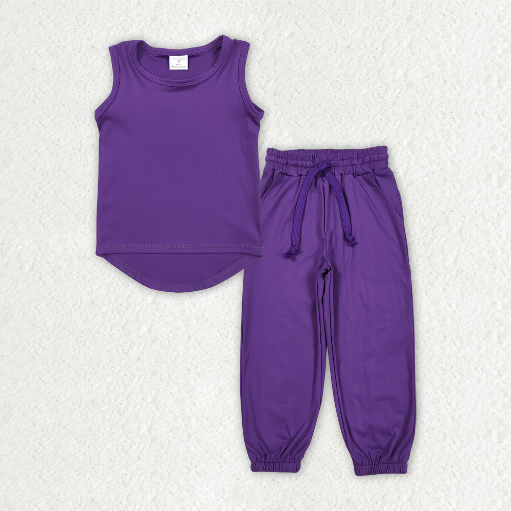 Baby Girls Purple Sleeveless Top Pants Yoga Sets