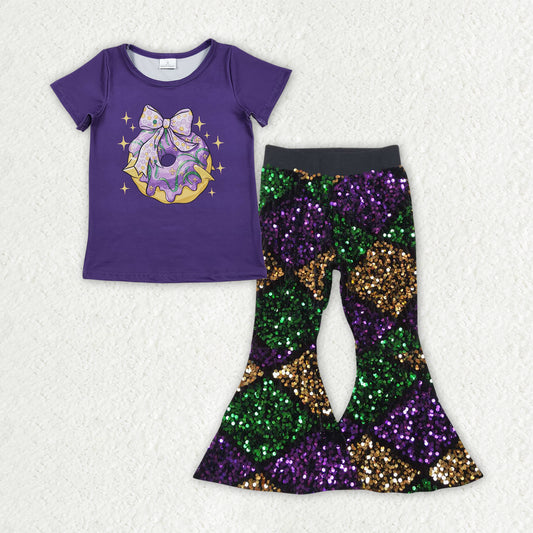 GSPO2181 Baby Girls Mardi Gars Doughnut Sequin Pants