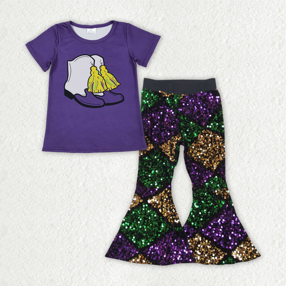 GSPO2184 Baby Girls Mardi Gars Boots Top With Sequin Pants
