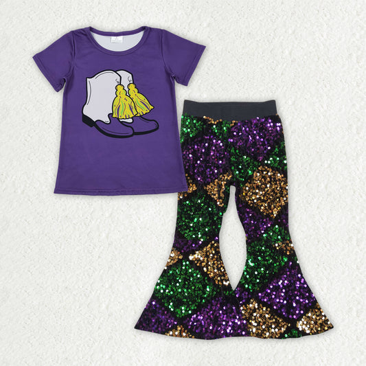 GSPO2184 Baby Girls Mardi Gars Boots Top With Sequin Pants
