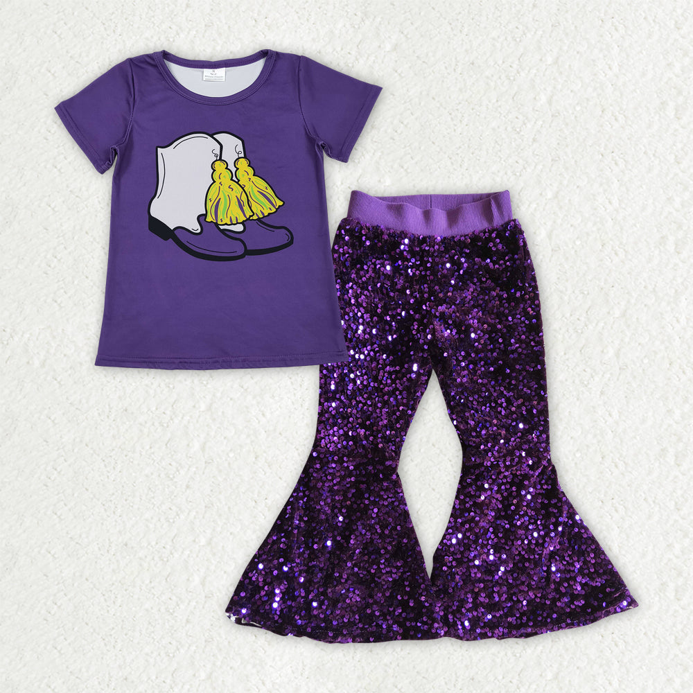 GSPO2185 Baby Girls Mardi Gars Boots Top With Sequin Pants