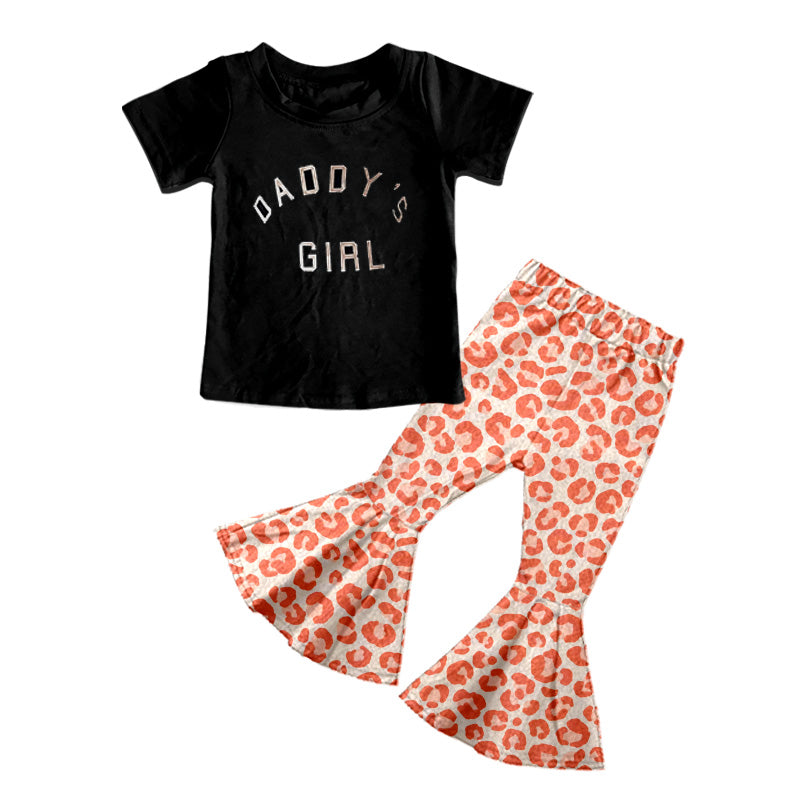GSPO2193 Daddy's Girl Black Top With Leopard Pants Set Preorder