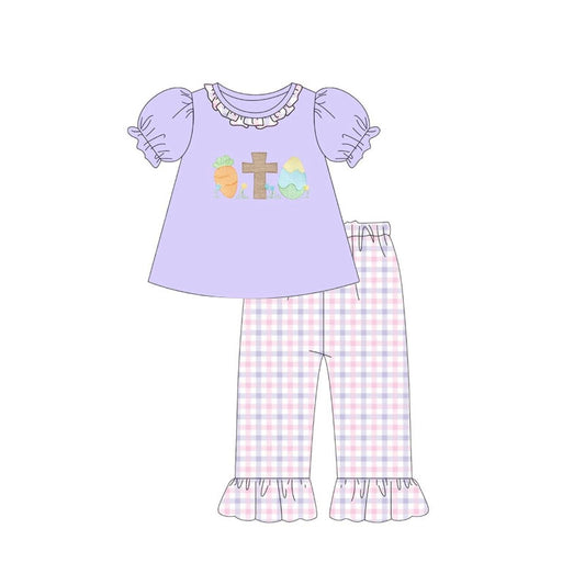 GSPO2215 Baby girls violet easter bunny outfit preorder