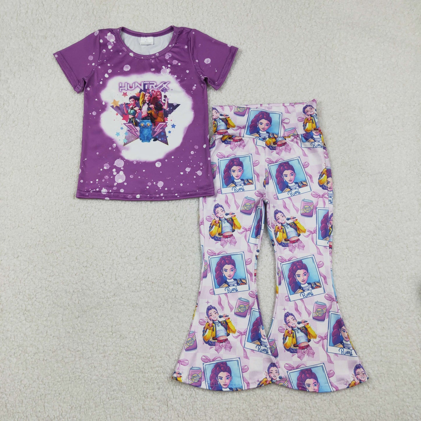 Mommy and Me Cartoon Kpop Violet Color Matching Clothing