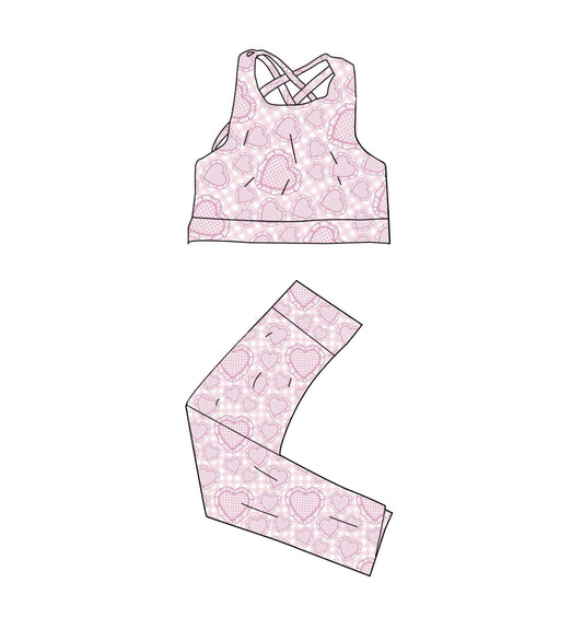 GSPO2239  Baby Girls Pink Heart Active Legging Set Preorder
