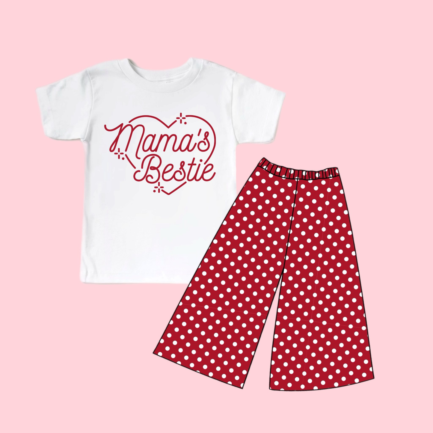 GSPO2250 Mama's Bestie Top With Red Polka Dot Pants Set Preorder