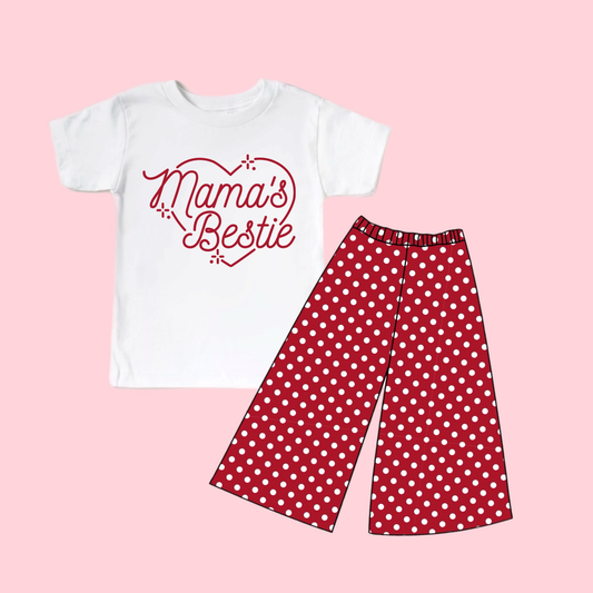 GSPO2250 Mama's Bestie Top With Red Polka Dot Pants Set Preorder