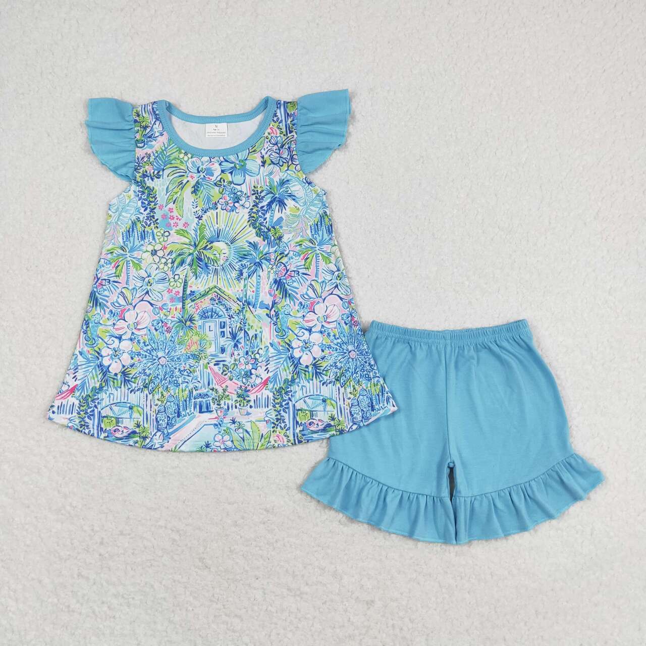 Baby Sibling Summer Blue Floral Outfit and Dress