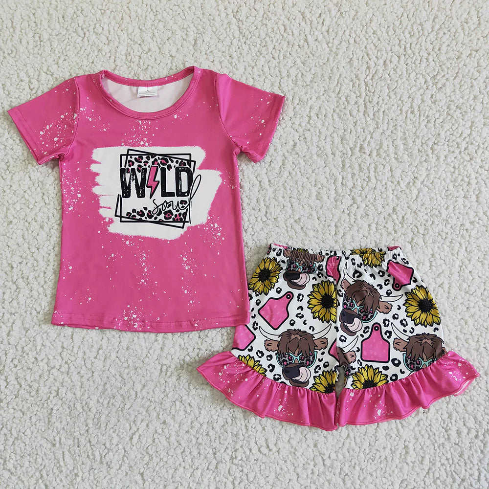 Sibling Baby Girls Summer Western Cowgirls Shirts Shorts Outfits