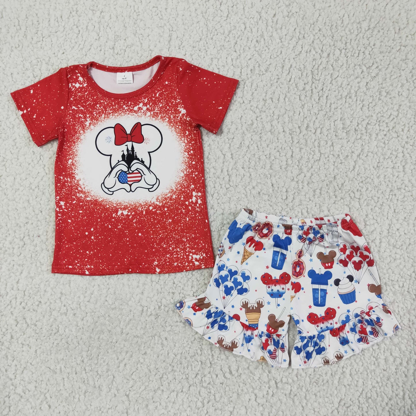 Baby Girls 4th July Cartoon Outfit