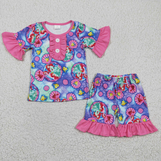 Baby Girls ruffle mermaid shorts sets